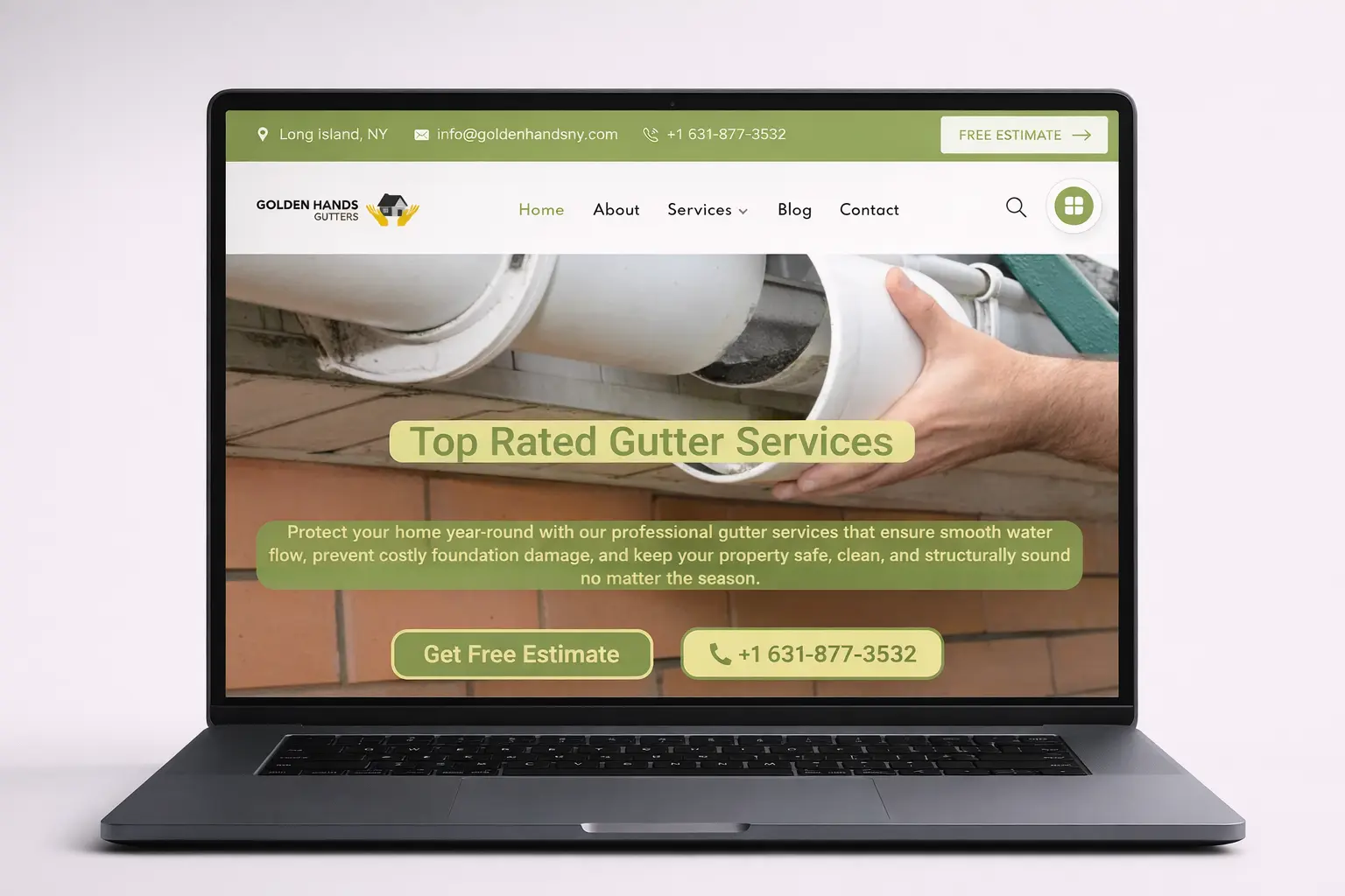 Golden Hands Gutters Website