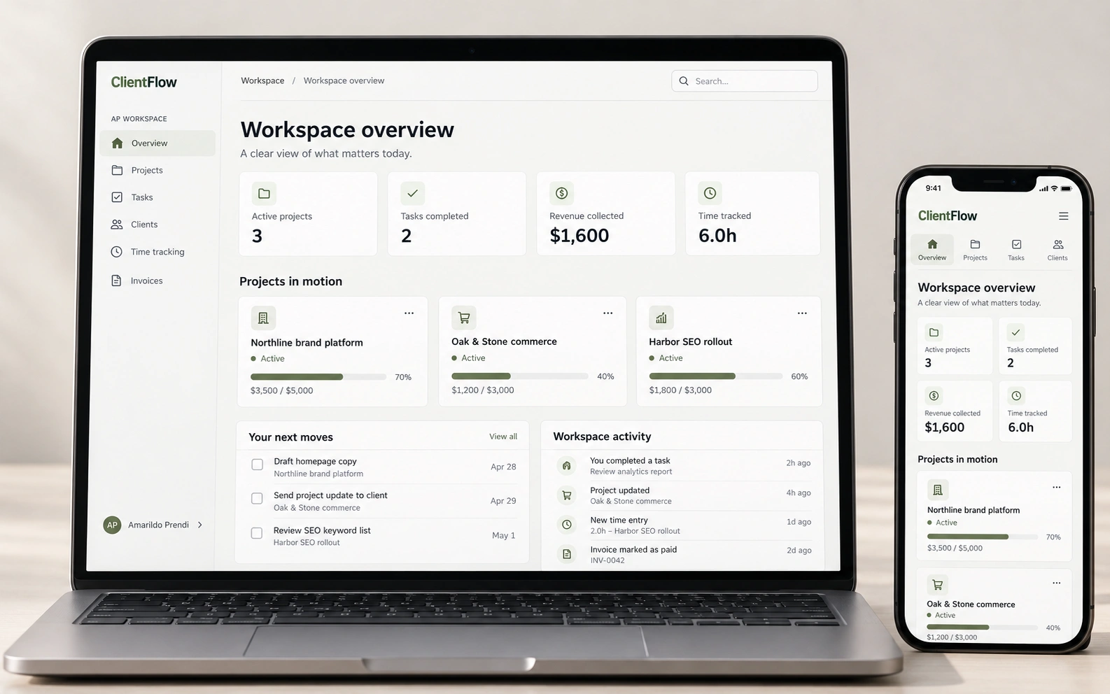 ClientFlow — Agency Management App website project